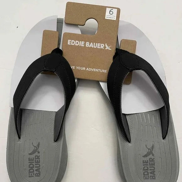 Eddie Bauer New Women's Break Point II Flip Flops Black Size 6 - Picture 1 of 3